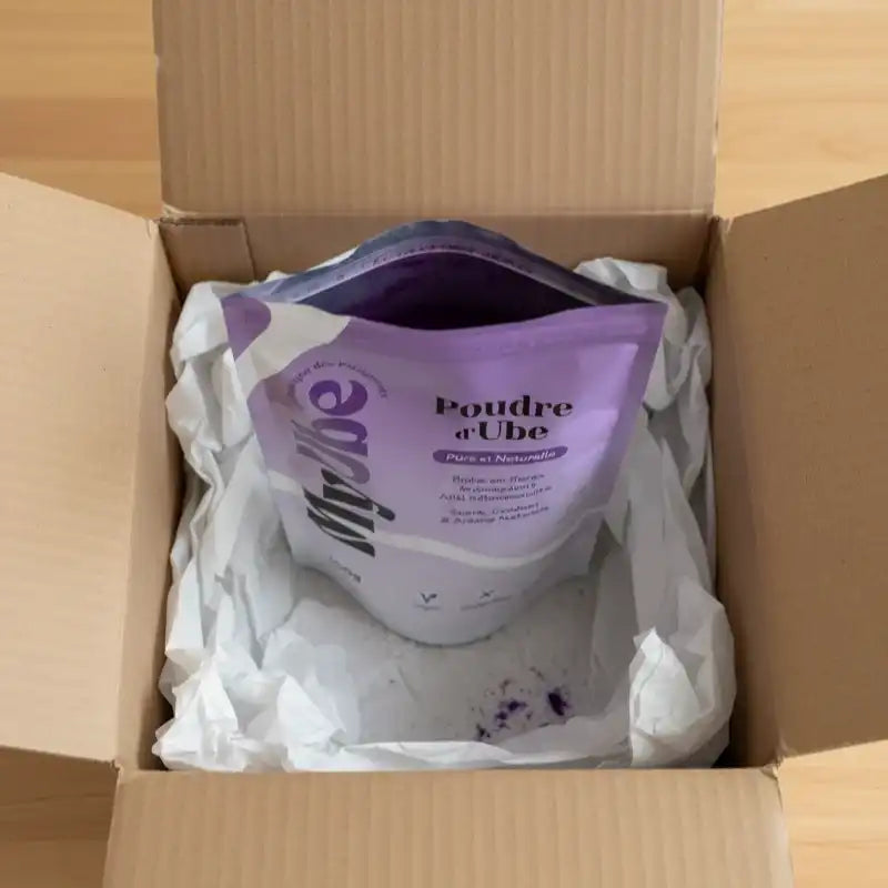 Photo de la commande MyUbe d'Emma à la réception, illustrant son avis sur la livraison rapide